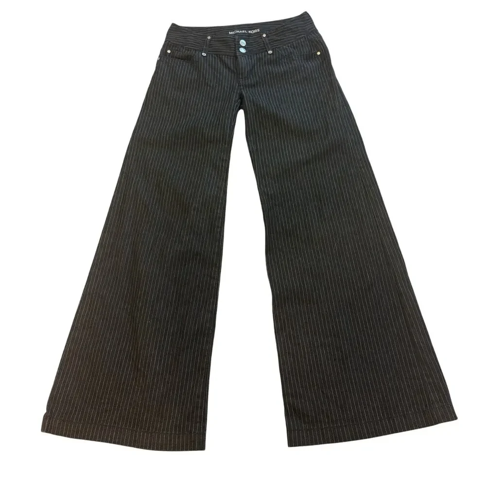 Michael Kors Low Rise Wide Leg Dark Gray Denim Size 2p